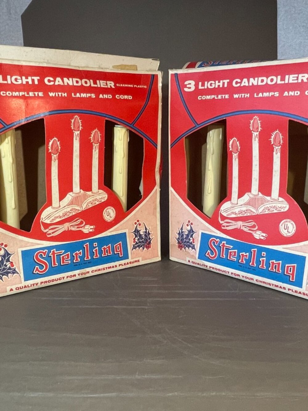 2 Vintage STERLING 3 light Candolier original box working (2064)